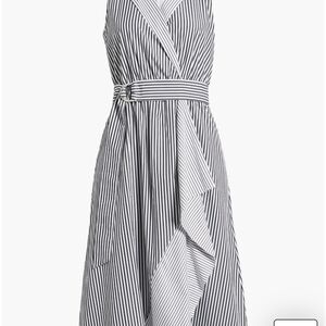 Anne Klein Black and White Striped Midi Dress